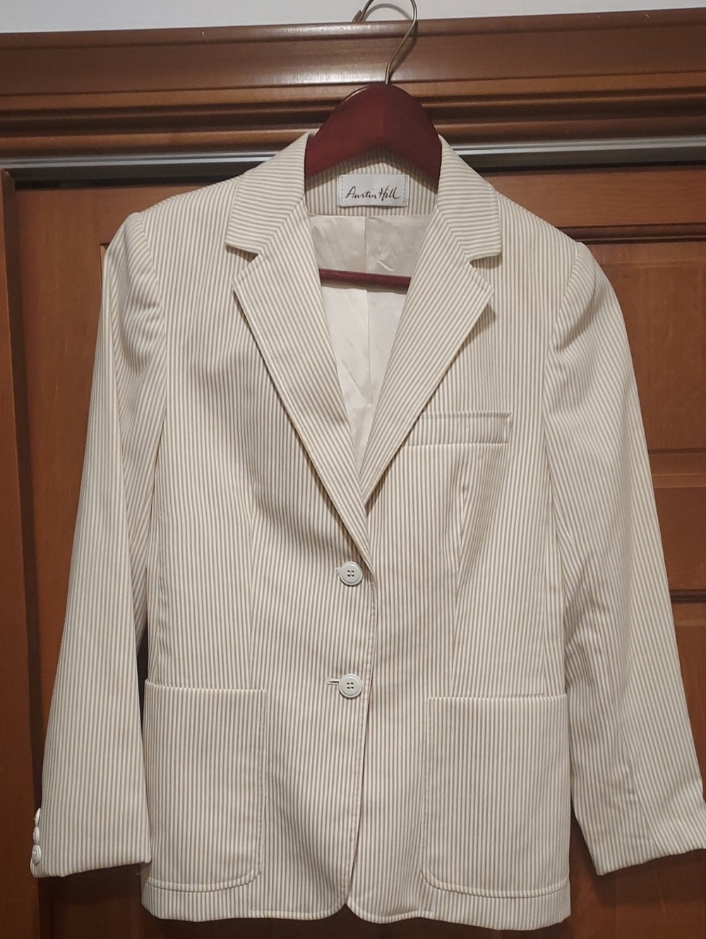 Austin Hill Cream Pinstripe Women's Blazer